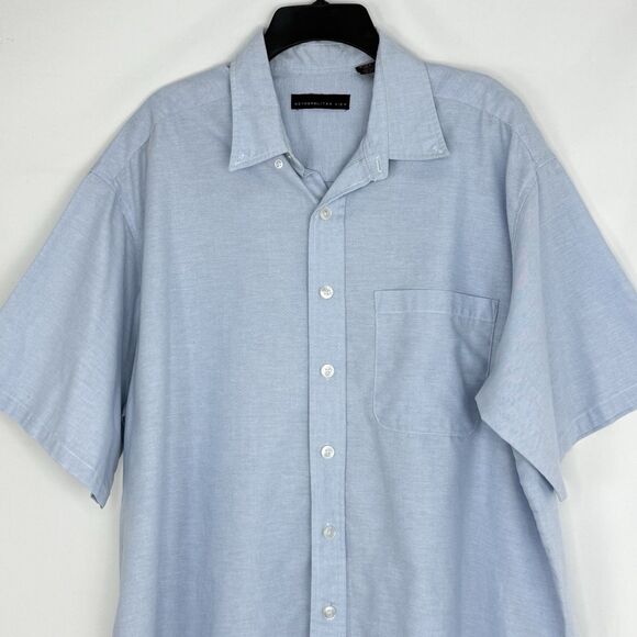 Metropolitan View Mens SHIRT Button Up Cotton Size XL Blue Short Sleeve - Picture 9 of 14